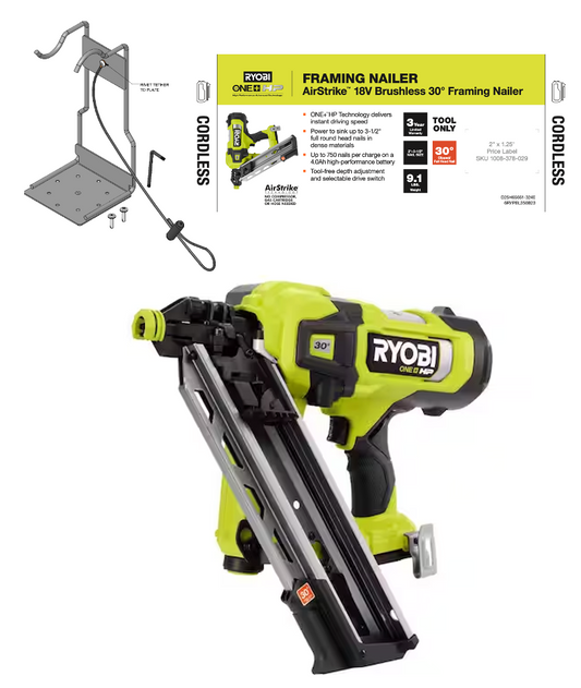 RYOBI ONE+ 18V 30 DEGREE FRAMING NAILER FAKE DISPLAY KIT