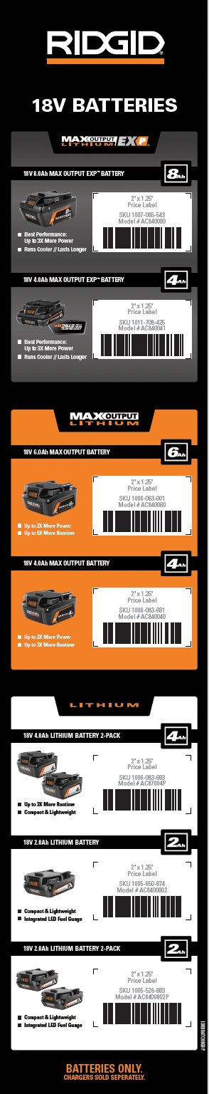 RIDGID Battery Platform Vertical Channel