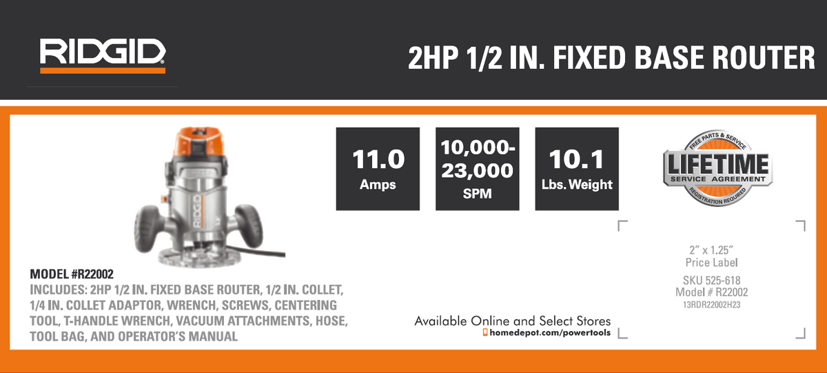 R02 Router RD 2HP 1/2 FIXED BASE ROUTER – Team TTI POP