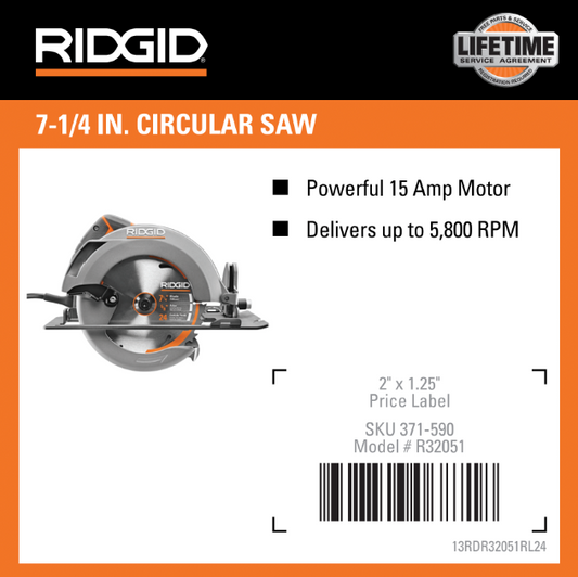 RIDGID 7 1/4 CORDED CIRCULAR SAW 4x4