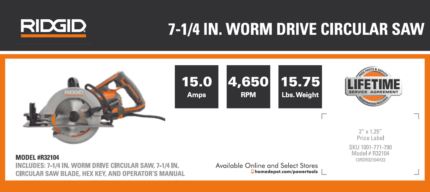 RD 7 1/4 IN WORM DRIVE CIRC SAW