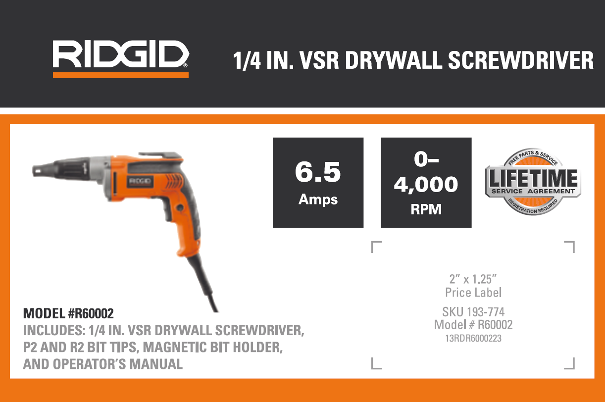 RD 1/4 VSR DRYWALL SCREWDRIVER