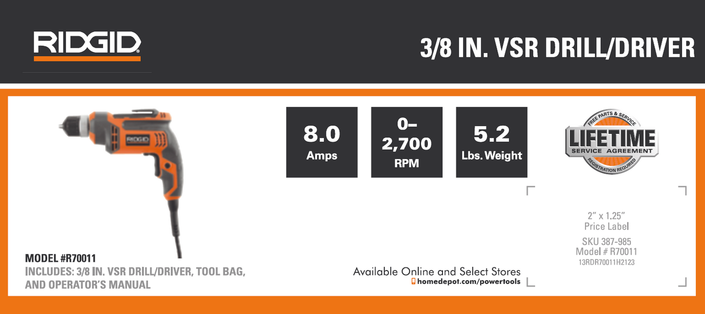 RD 3/8IN VSR DRILL/DRIVER