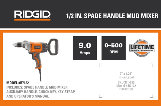 RD 1/2 SPADE HANDLE MUD MIXER