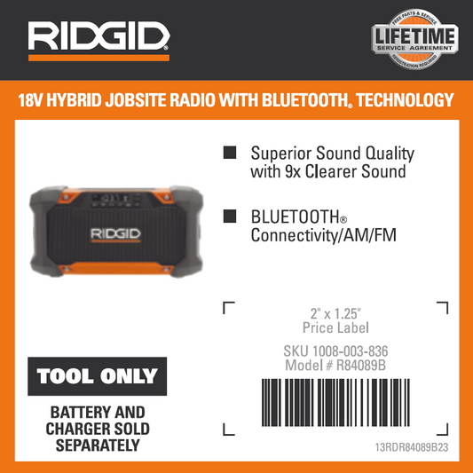 RIDGID 18V HYBRID JOBSITE BT RADIO