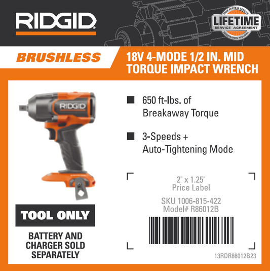 RD 18V 4 MODE 1/2 TORQUE IMPACT WRENCH