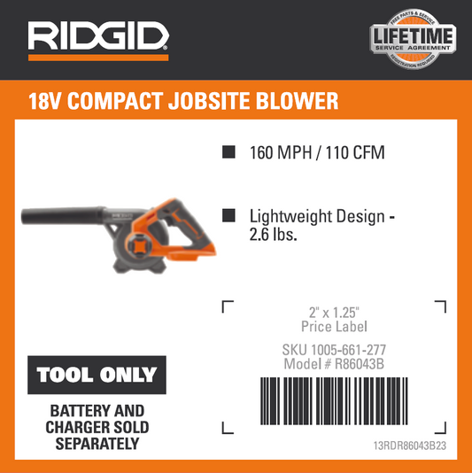 RIDGID 18V COMPACT JOBSITE BLOWER