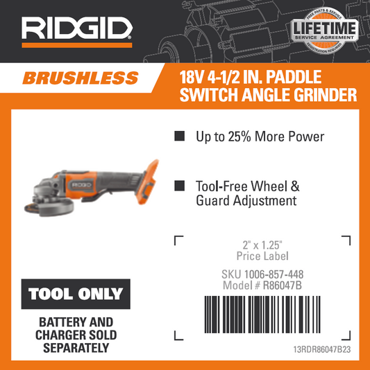 RD 18V 4 1/2 PADDLE SWITCH ANGLE GRINDER