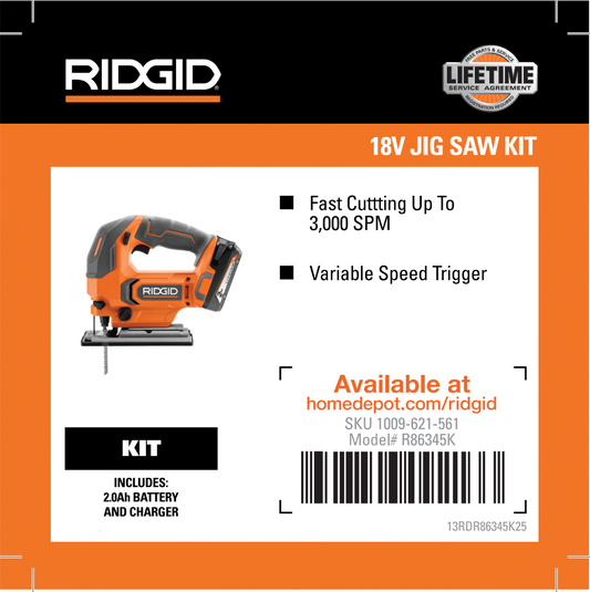 RIDGID 18V BRUSHED JIG SAW KIT