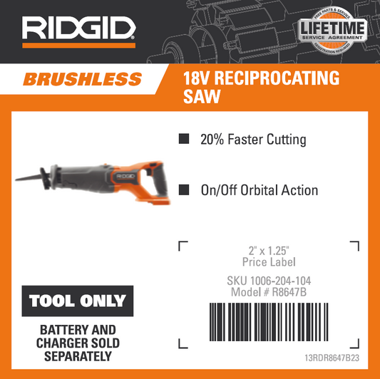 RIDGID 18V BRUSHLESS RECIP SAW