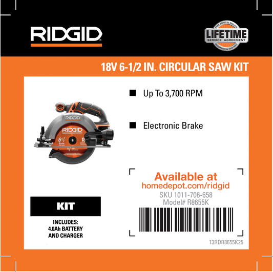 RIDGID 18V BRUSHED 6-1/2 CIRC SAW KIT