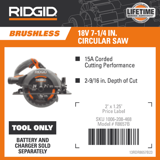 RIDGID 18V BRUSHLESS 7-1/4 CIRC SAW