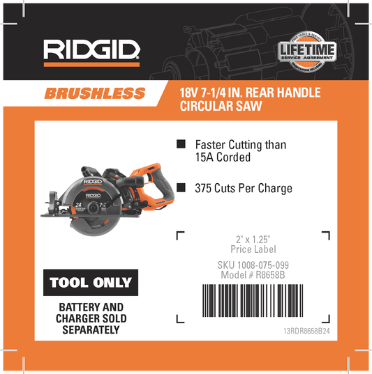 RIDGID Brushless Cordless 7-1/4 in. Rear Handle Circular Saw