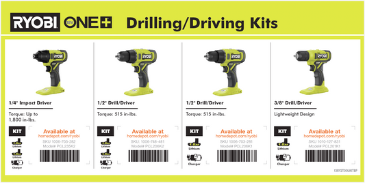 RYOBI Battery Platform Drill/Driving 12x6 Card