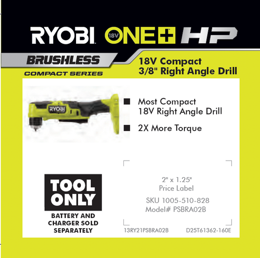 RYOBI ONE+ 18V BRUSHLESS HP COMPACT RT ANGLE DRILL