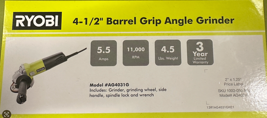 RYOBI 5.5 AMP CORDED 4-1/2 IN. ANGLE GRINDER