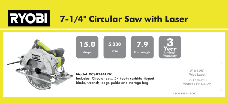 RYOBI 15 Amp Corded 7-1/4 in. Circular Saw with EXACTLINE Laser Alignment System