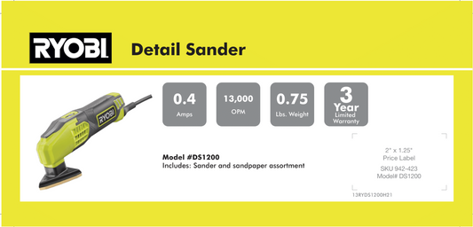 RYOBI DETAIL SANDER 8.875X 4