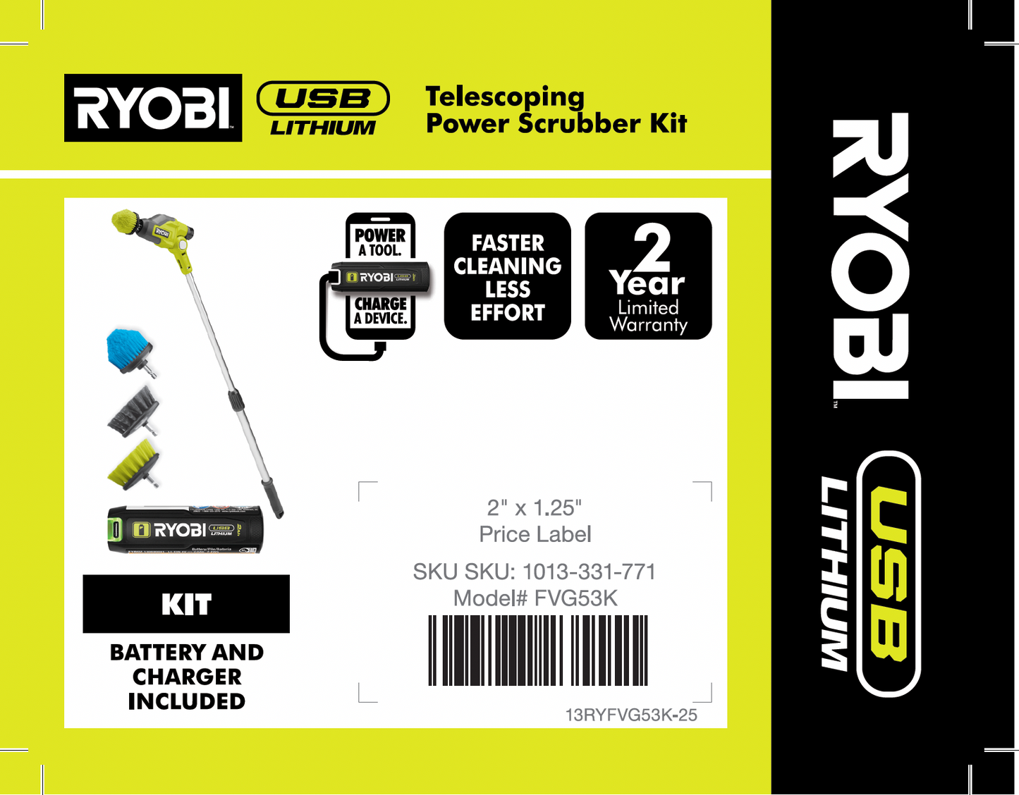 RYOBI USB Telescoping Power Scrubber Kit
