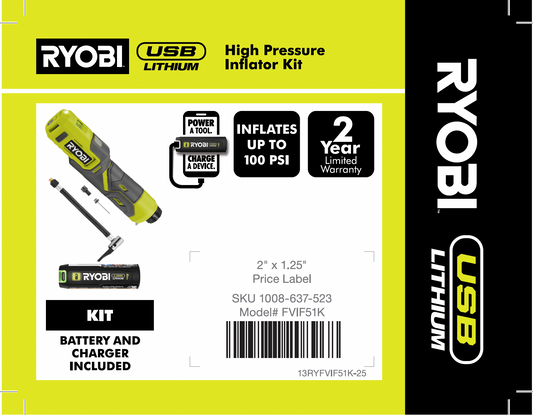 RYOBI USB High Pressure Inflator Kit