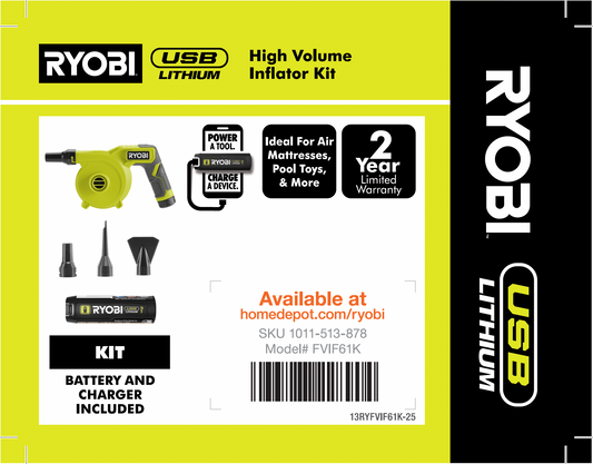 RYOBI USB High Volume Inflator kit