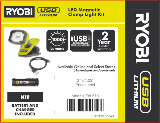 RYOBI USB LITHIUM CLAMP LIGHT