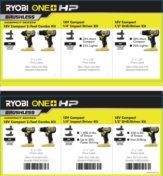 RYOBI ONE+ 18V HP COMPACT 2 TOOL KIT