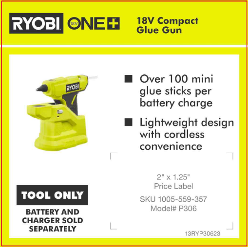 RYOBI ONE+ 18V COMPACT GLUE GUN