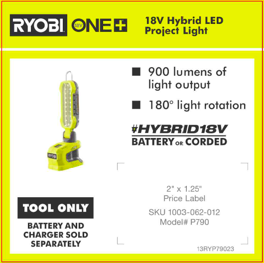 RYOBI ONE+ 18V PROJECT LIGHT