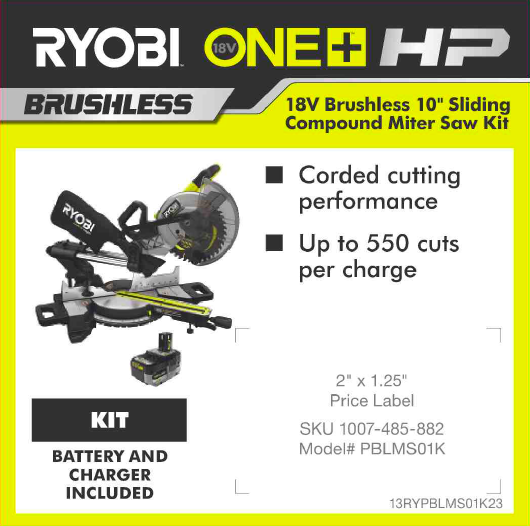 RYOBI ONE+ 18V HP MITER SAW