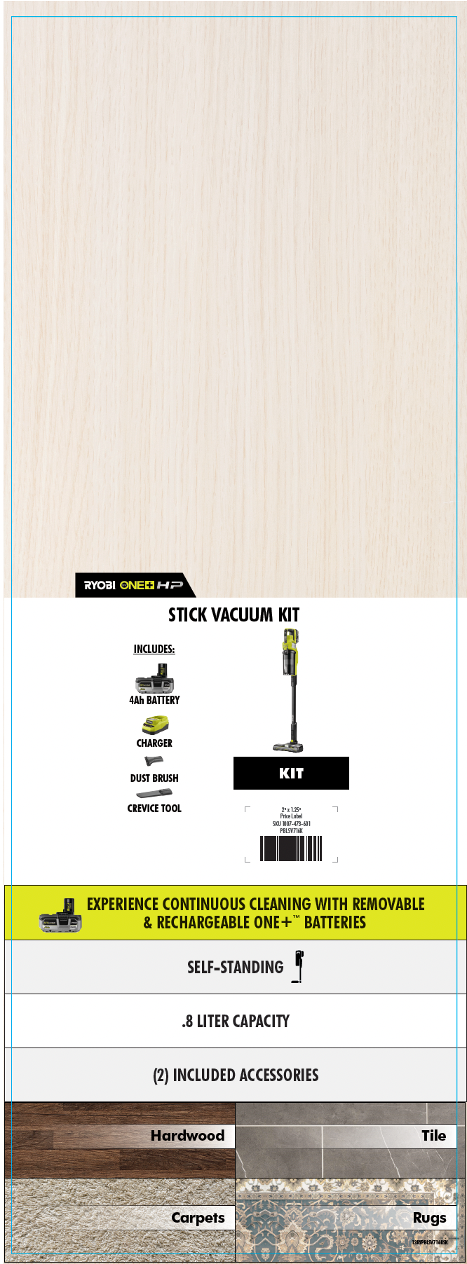 RYOBI 18V Stick Vac Kit Deck Card
