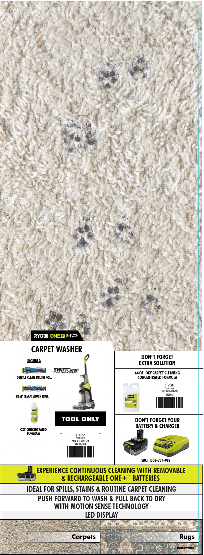 RYOBI 18V Carpet Washer Deck Card