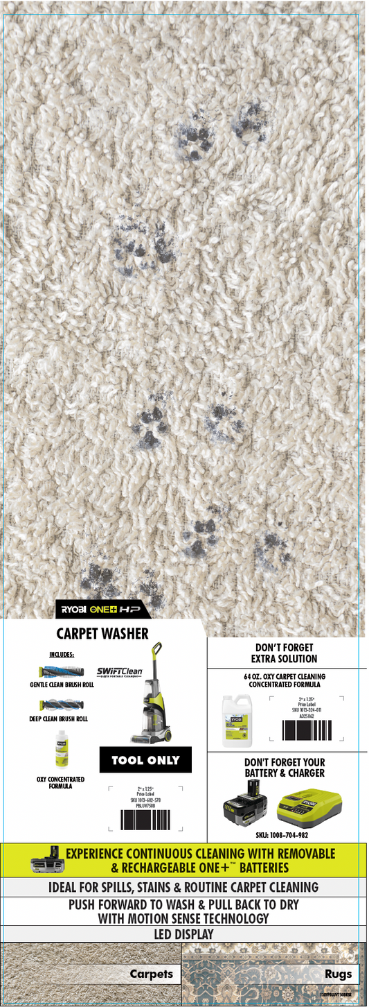 RYOBI 18V Carpet Washer Deck Card