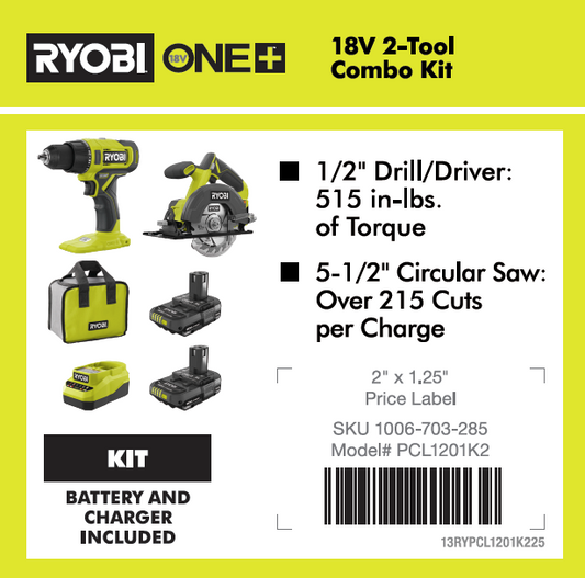 RYOBI 18V ONE+ DRILL & CIRCULAR SAW KIT