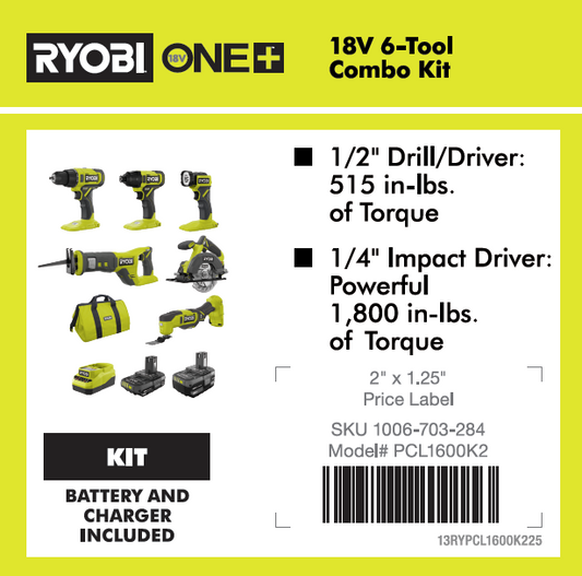 RYOBI 18V ONE+ 4 TOOL COMBO KIT
