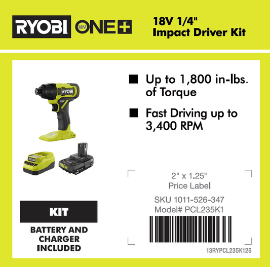 RYOBI 18V ONE+ IMPACT DRIVER KIT