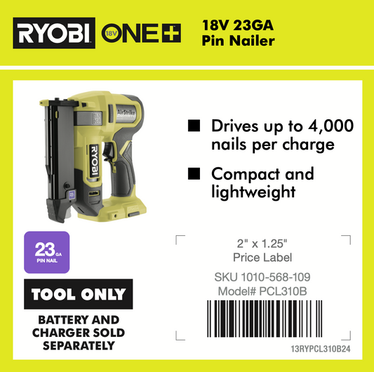 RYOBI ONE+ 18V 23 GAGE PIN NAILER