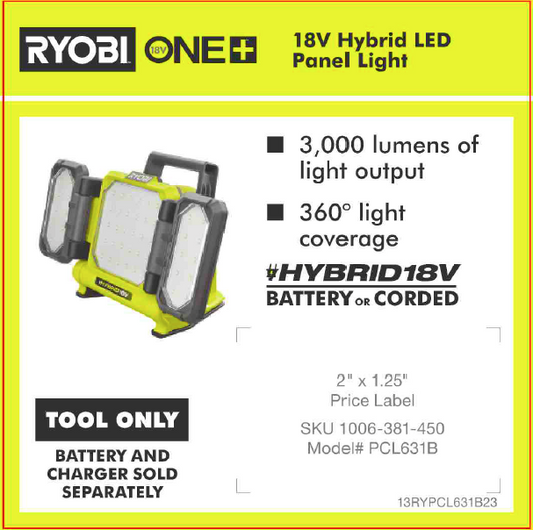 RYOBI ONE+ 18V PANNEL LIGHT