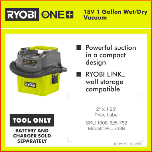 RYOBI ONE+ 18V 1 GAL WET DRY VAC