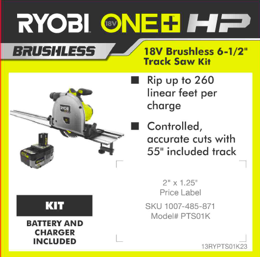 RYOBI ONE+ 18V HP TRACK SAW