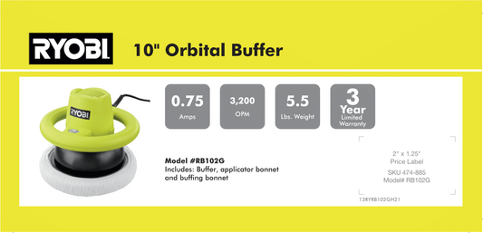 RYOBI 20" ORBITAL BUFFER 8.875X 4