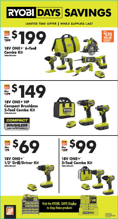 RYOBI DAYS CENTER END CAP PROMO POP FOR SPACE OPS