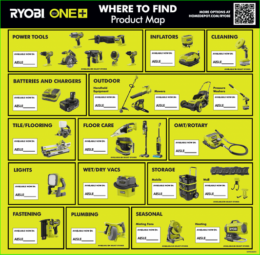 RYOBI ONE+ 18V END CAP Q3 2024 PRODUCT MAP