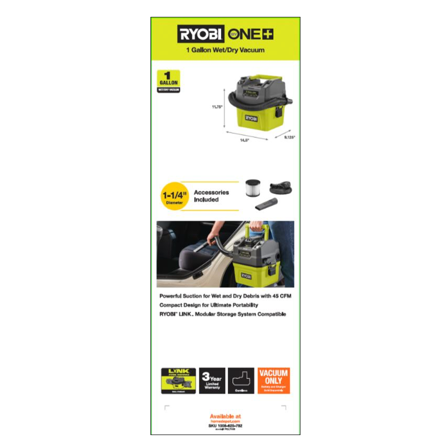 RYOBI ONE+ 18V 1 GAL FALCON BOARD PCL7334