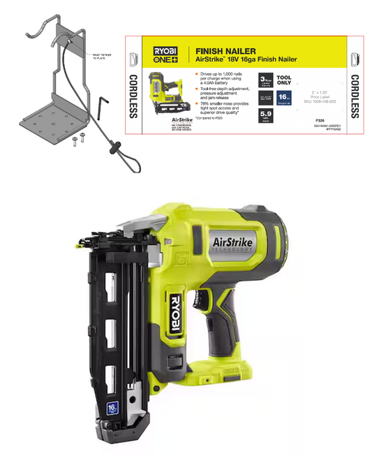 RYOBI ONE+ 18V FINISH NAILER POP AND FAKE DISPLAY KIT