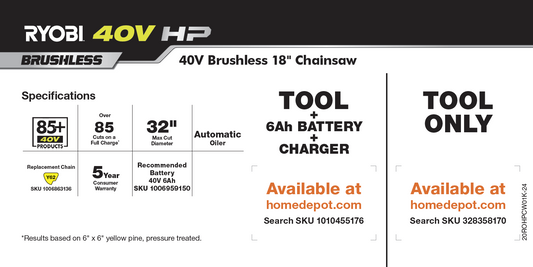 RYOBI 40V HP 18" CHAINSAW KIT