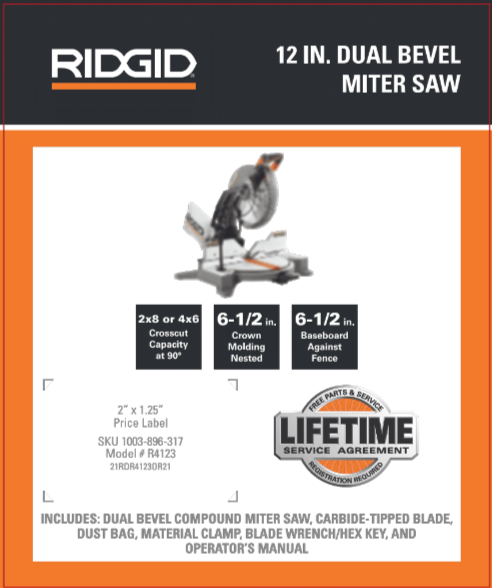 RIDGID 12" DUAL BEVEL MITER SAW