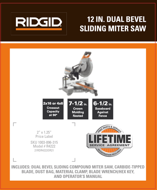 RIDGID 12" DUAL BEVEL SLIDING MITER SAW