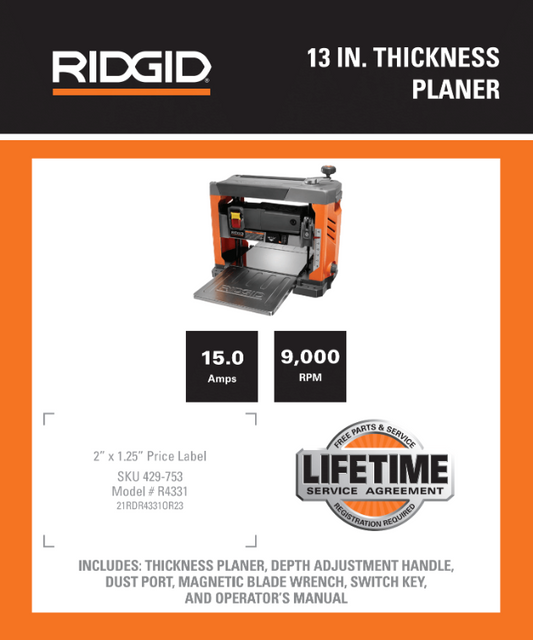 THICKNESS PLANER POP CARD