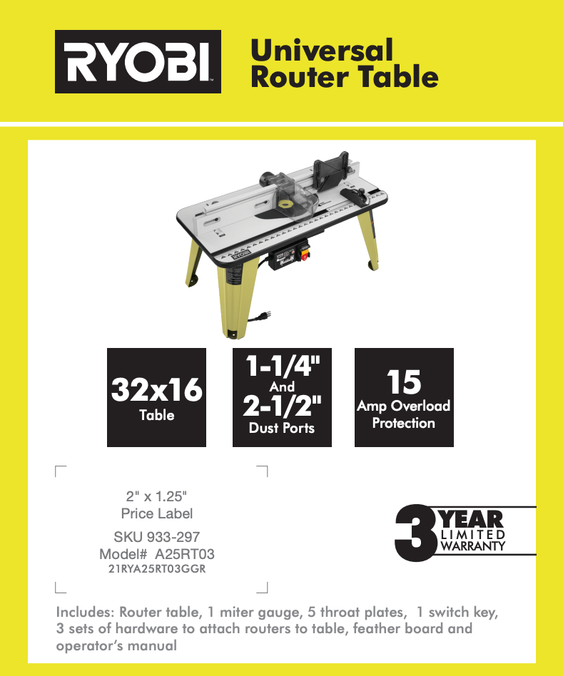 RYOBI UNIVERSAL ROUTER TABLE – Team TTI POP